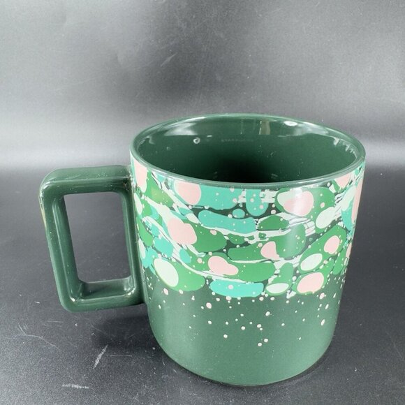 Starbucks Holiday Venetian Marble Forest Green Ceramic Coffee Mug 12oz Cup - Picture 8 of 11